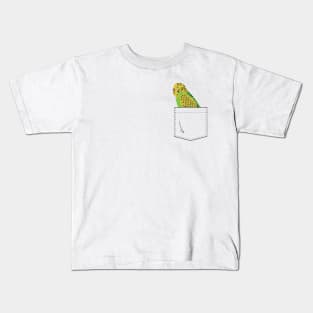 Budgie Parakeet Parrot In Your Front Pocket Kids T-Shirt